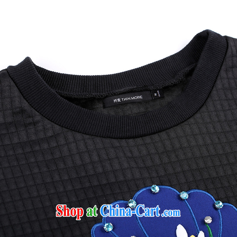 The Mak is the girls with 2015 spring new thick mm video thin embroidered long-sleeved T-shirt girls 651365141 black 3 XL, former Yugoslavia, Mak, and shopping on the Internet