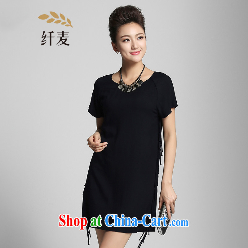 The Mak is the women's clothing 2015 summer new expertise in Europe and MM spell-su relaxed dress 952103075 black 5 XL