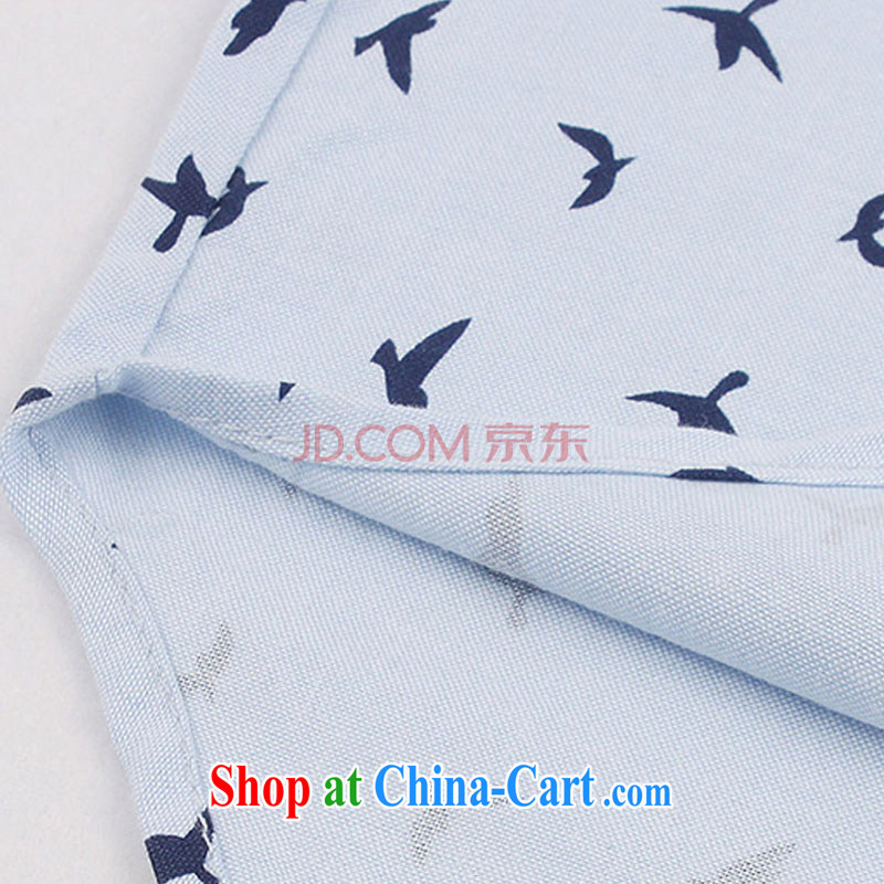 The Code women mm thick load fall 2014 thick sister birds pattern stamp beauty graphics thin, long, large, shirts, large, pre-sale) light blue blue XL, Kosovo, West (WOSSINI), online shopping