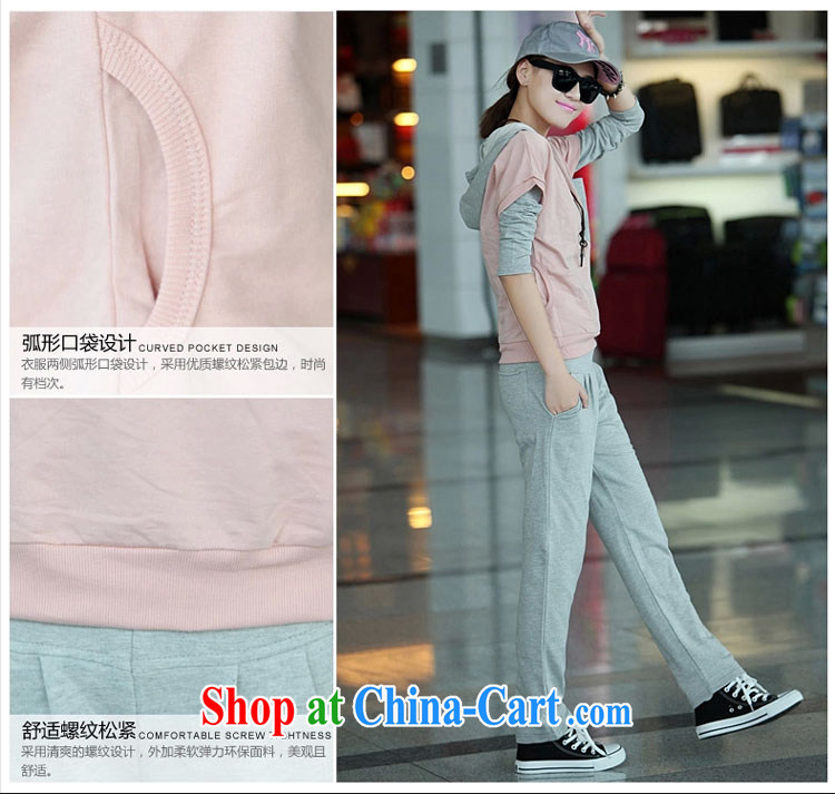 PDQC 2015 spring and summer, autumn new stylish Korean sport and leisure package long-sleeved short-sleeved pants sweater 3 Piece Set Two wearing pink L pictures, price, brand platters! Elections are good character, the national distribution, so why buy now enjoy more preferential! Health
