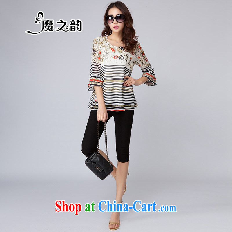 Magic of the summer new, larger female increase the fat loose snow streaks woven shirts T pension 8 T 5007 photo color XL, magic of the Rhine, shopping on the Internet