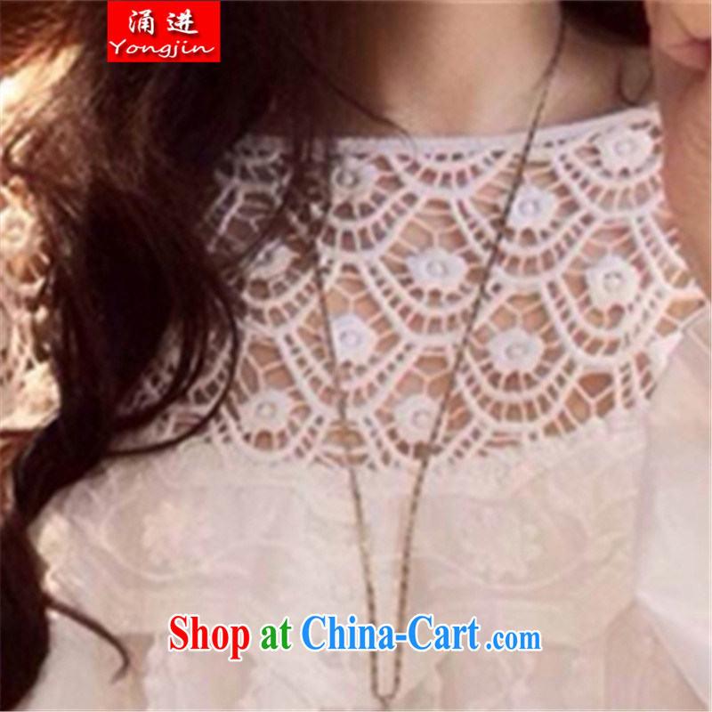The 2015 summer new loose the Code women and indeed increase edition leisure white dresses lace stitching 100 ground graphics thin skirt 9927 white XXXL 170 - 210 jack, Chung, and shopping on the Internet