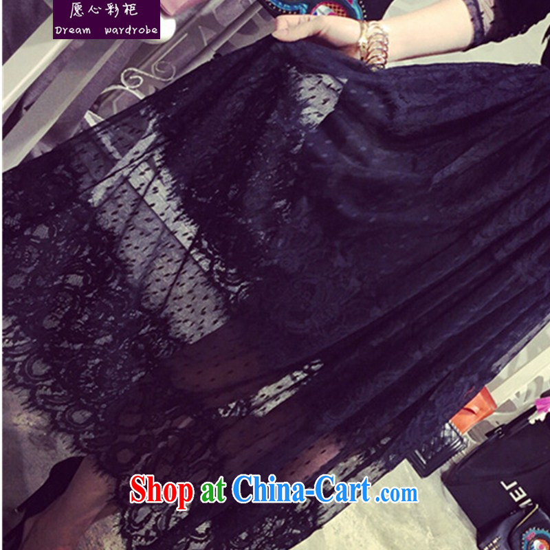would like to heart Color cabinet 2015 spring and summer, the girl with thick sister lace skirt and the fat beauty, for graphics thin solid lace dress black XXXXL, would like to heart colored container, and, shopping on the Internet