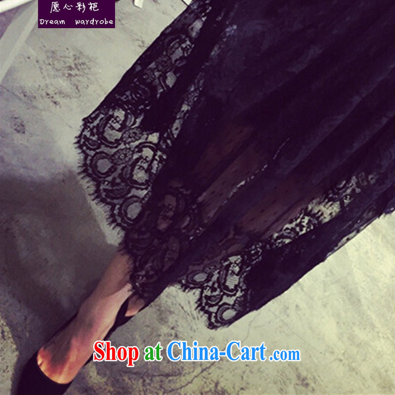 would like to heart Color cabinet 2015 spring and summer, the girl with thick sister lace skirt and the fat beauty, for graphics thin solid lace dress black XXXXL, would like to heart colored container, and, shopping on the Internet