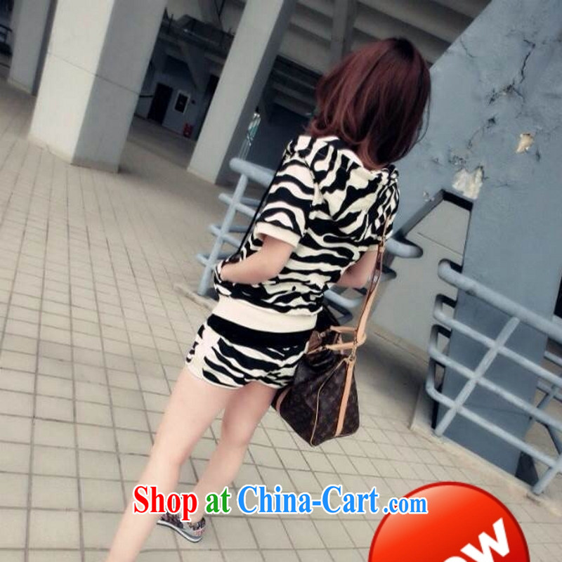 The fine, spring and summer cap short-sleeved cardigan short jacket, shorts two piece black and white zebra stripes Leisure package the color code, a language, and, on-line shopping
