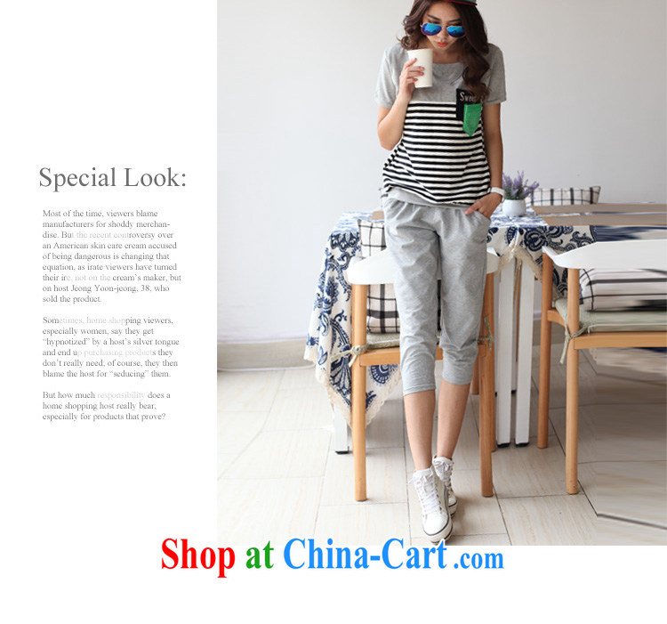 ZORMO Korean girl with thick mm maximum code Leisure package stripes short-sleeve T-shirt + cotton pants in 2 piece Sport Kits gray XXXL pictures, price, brand platters! Elections are good character, the national distribution, so why buy now enjoy more preferential! Health