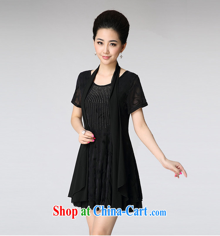 The Connie, the Code's 2015 summer new thick sister high-end elegant beauty wood drill short-sleeve dress black 3 XL pictures, price, brand platters! Elections are good character, the national distribution, so why buy now enjoy more preferential! Health