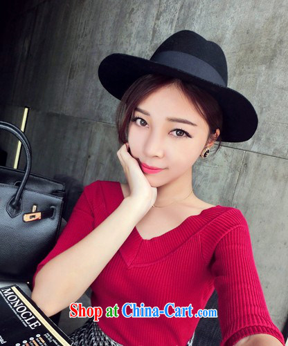 New sweater Korean Beauty graphics thin large V collar long-sleeved knitted T-shirt women T-shirt tight solid 3309 T-shirts are black, pictures, price, brand platters! Elections are good character, the national distribution, so why buy now enjoy more preferential! Health