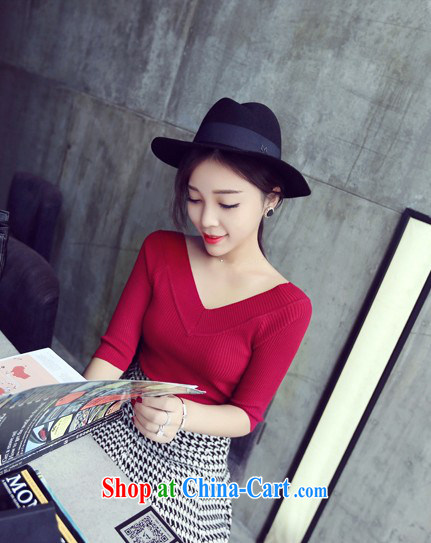 New sweater Korean Beauty graphics thin large V collar long-sleeved knitted T-shirt women T-shirt tight solid 3309 T-shirts are black, pictures, price, brand platters! Elections are good character, the national distribution, so why buy now enjoy more preferential! Health