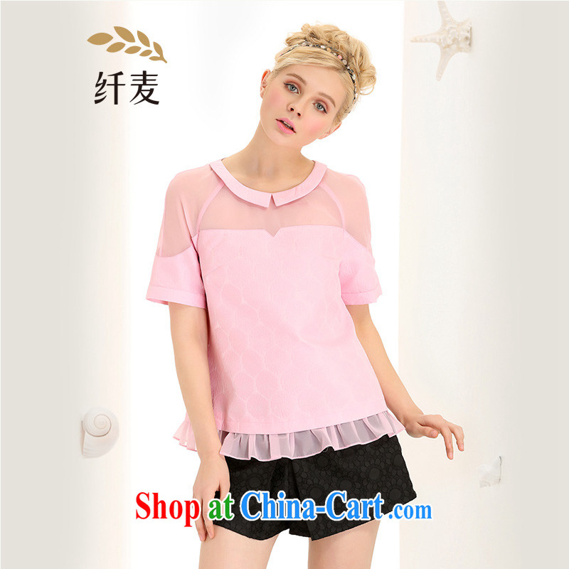 The Mak is the girls with 2015 summer new thick mm stylish 100 ground cultivating short-sleeved T-shirt 652362107 pink 5 XL