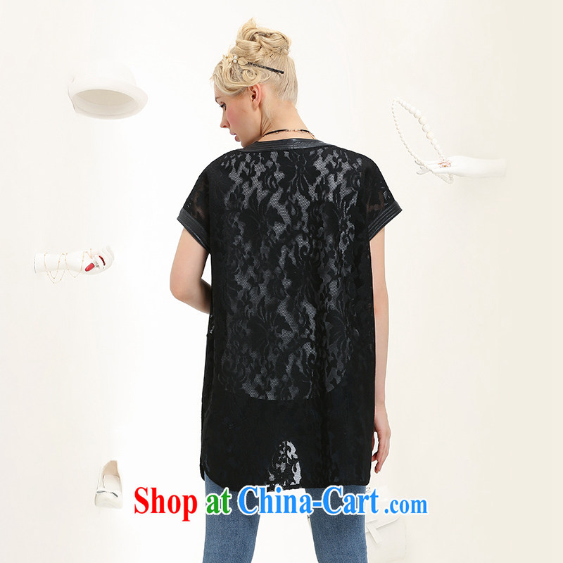 The Mak is the girls with 2015 summer new thick mm stylish 100 ground stitching short-sleeved jacket 652045038 black 4XL, former Yugoslavia, Mak, and shopping on the Internet