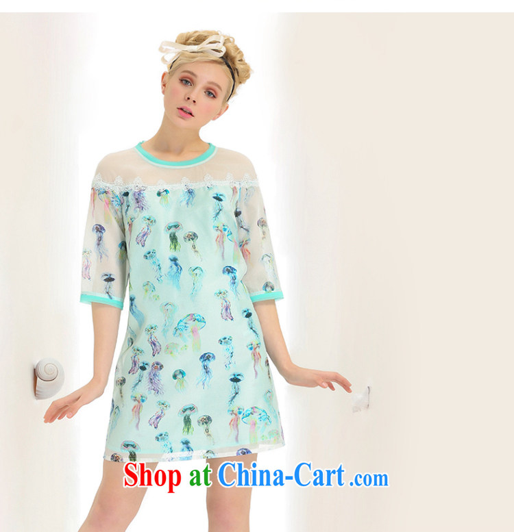 The Mak larger girls with 2015 summer new thick mm jellyfish stamp short-sleeved dress 652103112 green 2 XL pictures, price, brand platters! Elections are good character, the national distribution, so why buy now enjoy more preferential! Health