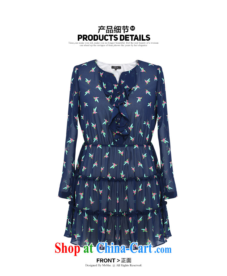 MSSHE XL girls 2015 new spring flouncing round-collar stamp snow woven dress shirt 2728 blue 6 XL pictures, price, brand platters! Elections are good character, the national distribution, so why buy now enjoy more preferential! Health