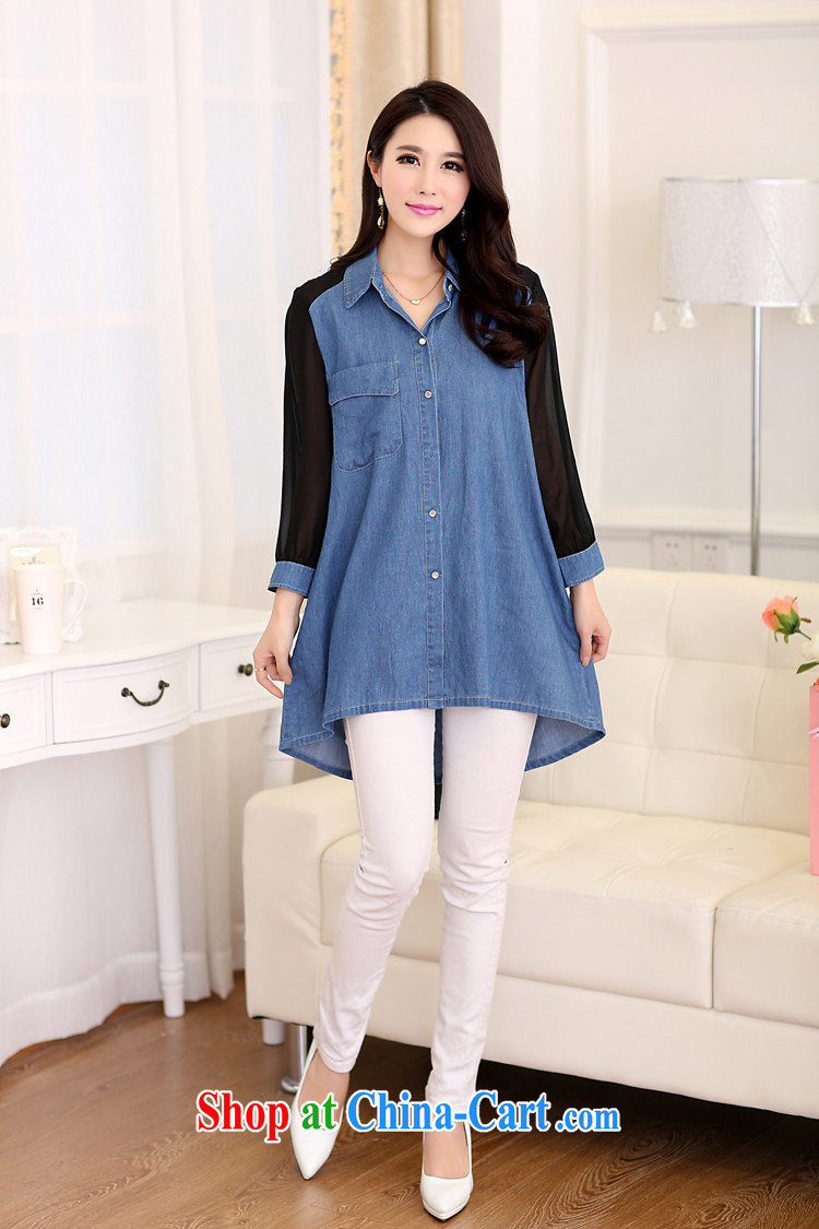 Cherry blossoms floating 2015 spring loaded the Code women mm thick long denim shirt shirt dark blue (to the payment) 3 XL pictures, price, brand platters! Elections are good character, the national distribution, so why buy now enjoy more preferential! Health