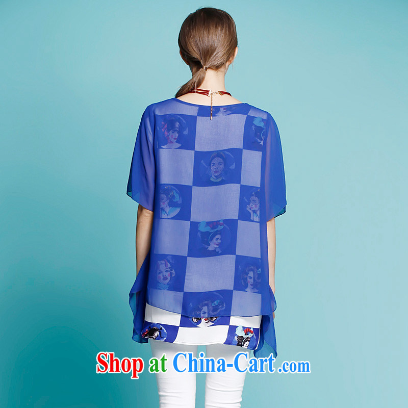 The Connie was a high-end European and American fare is indeed increasing, female 200 Jack 2015 summer new leave two-piece stamp snow woven shirt short-sleeved shirt T female A 0012 dark blue XXXXXL, Connie dreams, shopping on the Internet
