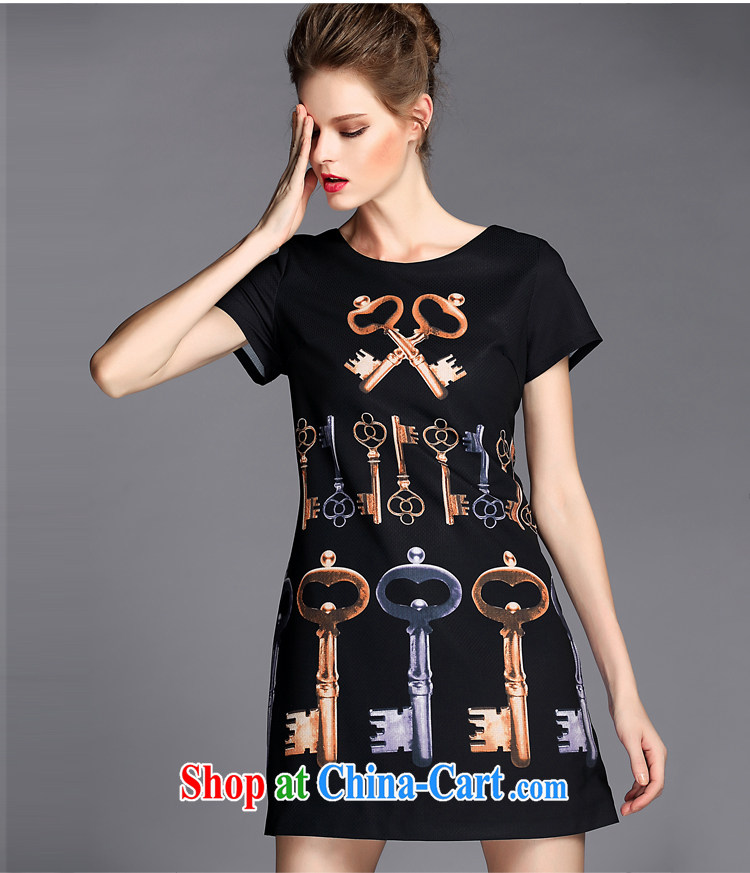 Connie's dream European and American high-end and indeed increase, female 200 Jack 2015 summer new stylish key stamp graphics thin style short-sleeved dresses G 066 black XXXXXL pictures, price, brand platters! Elections are good character, the national distribution, so why buy now enjoy more preferential! Health