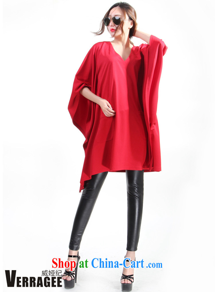 Julia Wei Ji/verragee 2015 spring new products in Europe bat sleeves leisure loose video thin dresses larger female H 50 ~ 52 red H50 code pictures, price, brand platters! Elections are good character, the national distribution, so why buy now enjoy more preferential! Health