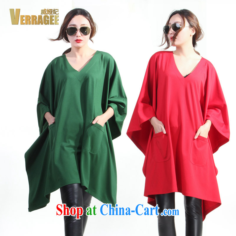 Julia Wei Ji/verragee 2015 spring new products in Europe and bat sleeves leisure loose video thin dress code the dress H 50 ~ 52 red H50 code, and Julia (verragee), online shopping