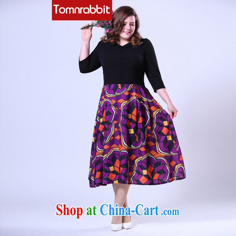 Spring 2015 new stylish rammed into color tile click the Snap small lapel OL larger women-yi long skirt picture color the code 5 XL