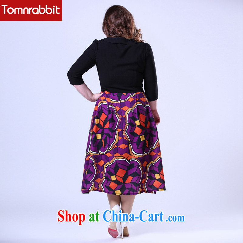 Spring 2015 new stylish knocked color stitching, the charge-back small lapel OL larger female-yi long skirt picture color the code 5 XL, Tomnrabbit, shopping on the Internet