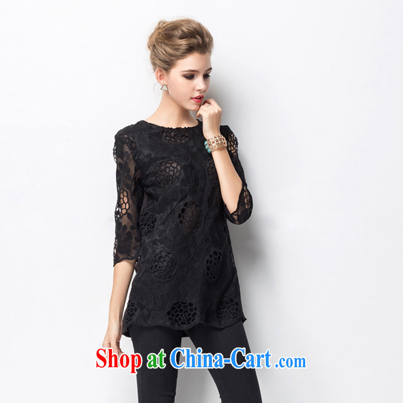 Replace-ting zhuangting fat people video thin 2015 spring new large code female high-end in Europe and indeed the greater emphasis on sister lace shirt 1323 XXXXL, Ting (zhuangting), online shopping