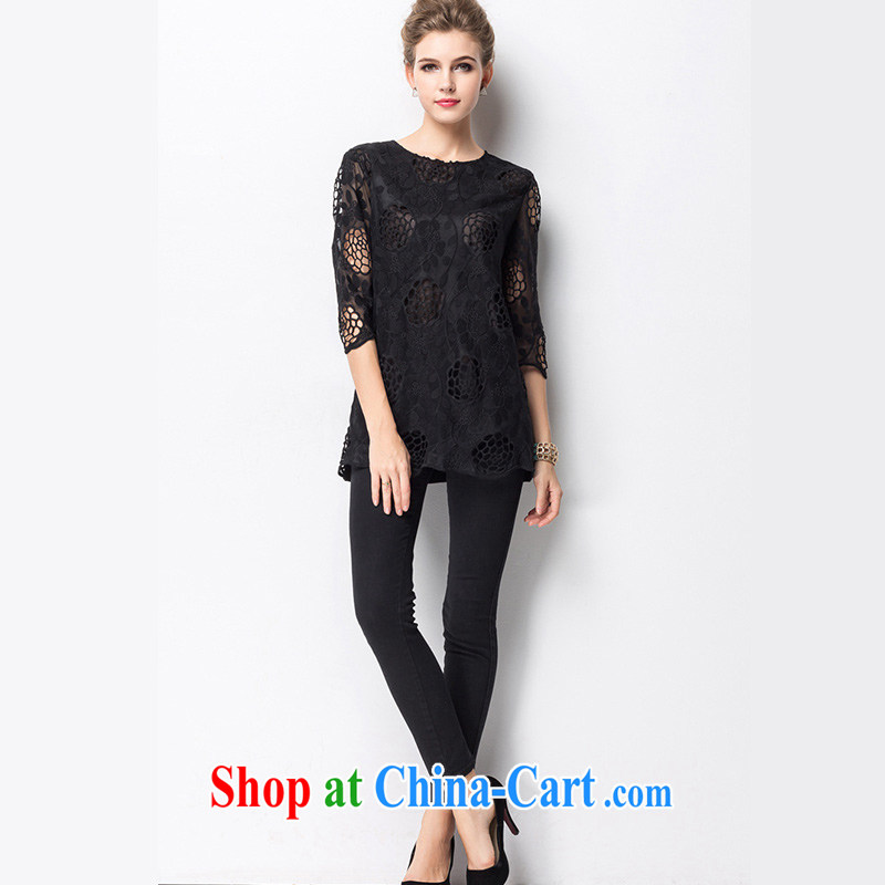 Replace-ting zhuangting fat people video thin 2015 spring new large code female high-end in Europe and indeed the greater emphasis on sister lace shirt 1323 XXXXL, Ting (zhuangting), online shopping