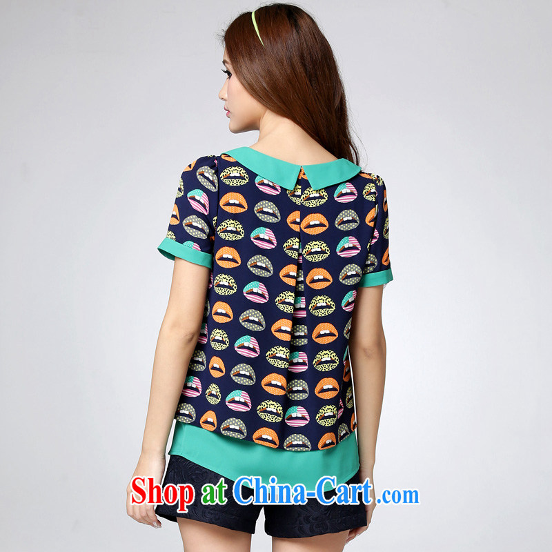 cheer for 2015 spring and summer new, larger female thick sister graphics thin stamp Peter Pan retro short sleeved shirt T TS 2662 green 5 XL, cross-sectoral provision (qisuo), online shopping