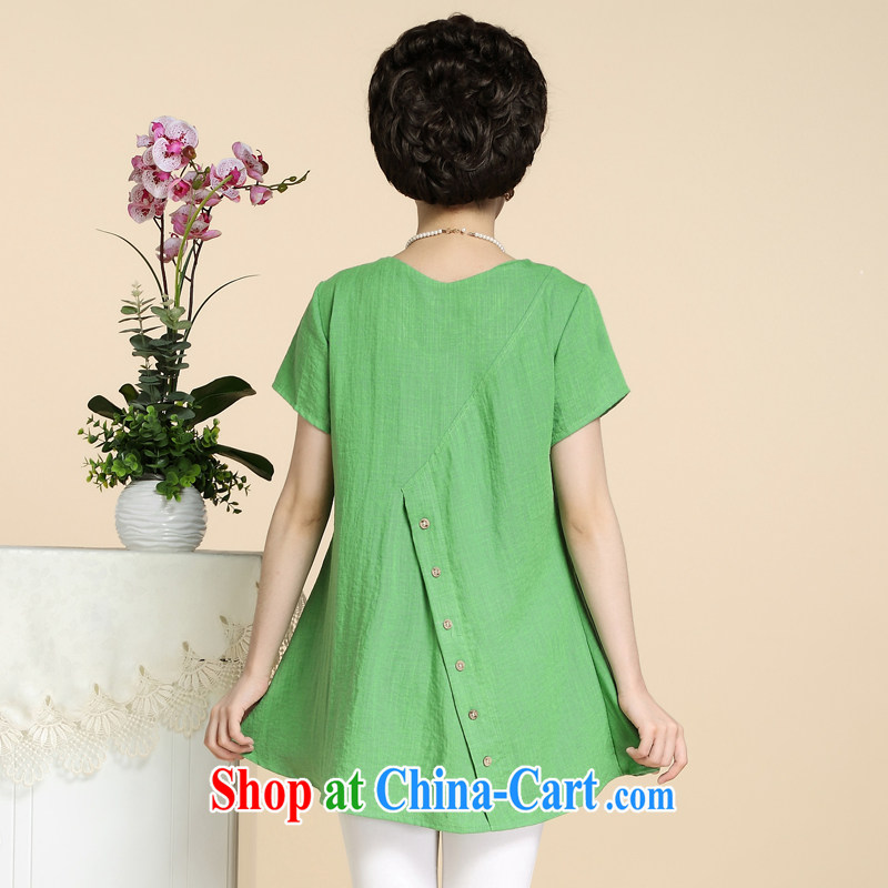 The Code's 2015 spring new Korean version graphics thin thick sister short sleeved shirt T female V collar solid T-shirt green 4XL, Yeon-joo, shopping on the Internet