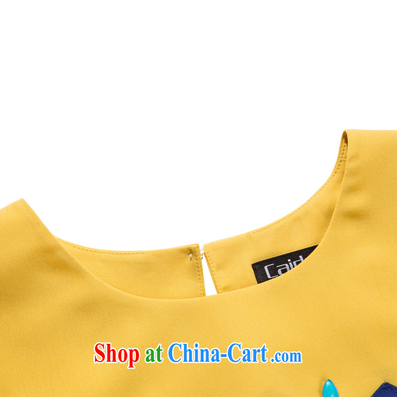 Picking a major, women summer 2015 new centers in Europe and America MM stamp stitching knocked color beauty graphics thin, long, 7 cuff T shirts small shirts A 3557 royal blue 5 XL, the multi-po, Miss CHOY So-yuk (CAIDOBLE), online shopping