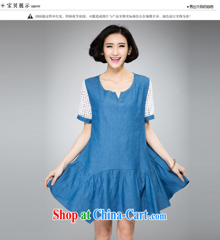Eternal-soo and indeed increase, female dress thick sister 2015 summer new thick mm thick, graphics thin, Korean cowboy style sweet dress light blue jeans blue 4 XL pictures, price, brand platters! Elections are good character, the national distribution, so why buy now enjoy more preferential! Health