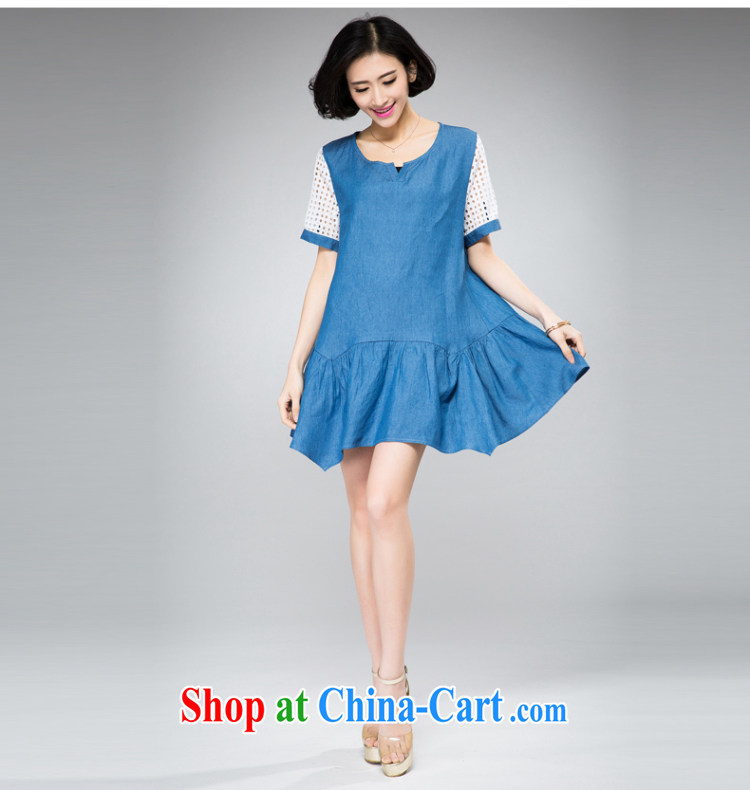 Eternal-soo and indeed increase, female dress thick sister 2015 summer new thick mm thick, graphics thin, Korean cowboy style sweet dress light blue jeans blue 4 XL pictures, price, brand platters! Elections are good character, the national distribution, so why buy now enjoy more preferential! Health