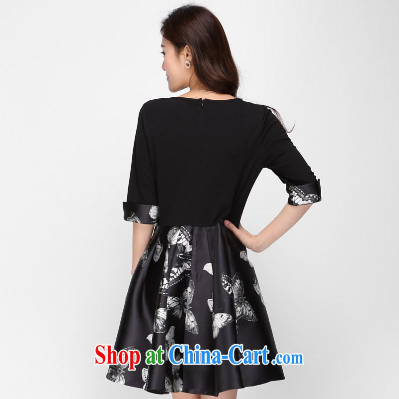 Elizabeth Anne flower, the code female summer wear thick sister silk and indeed intensify dress thick girls with graphics thin, 1118 high-end black 4XL (recommended 160 about Jack wear), Shani Flower (Sogni D'oro), shopping on the Internet