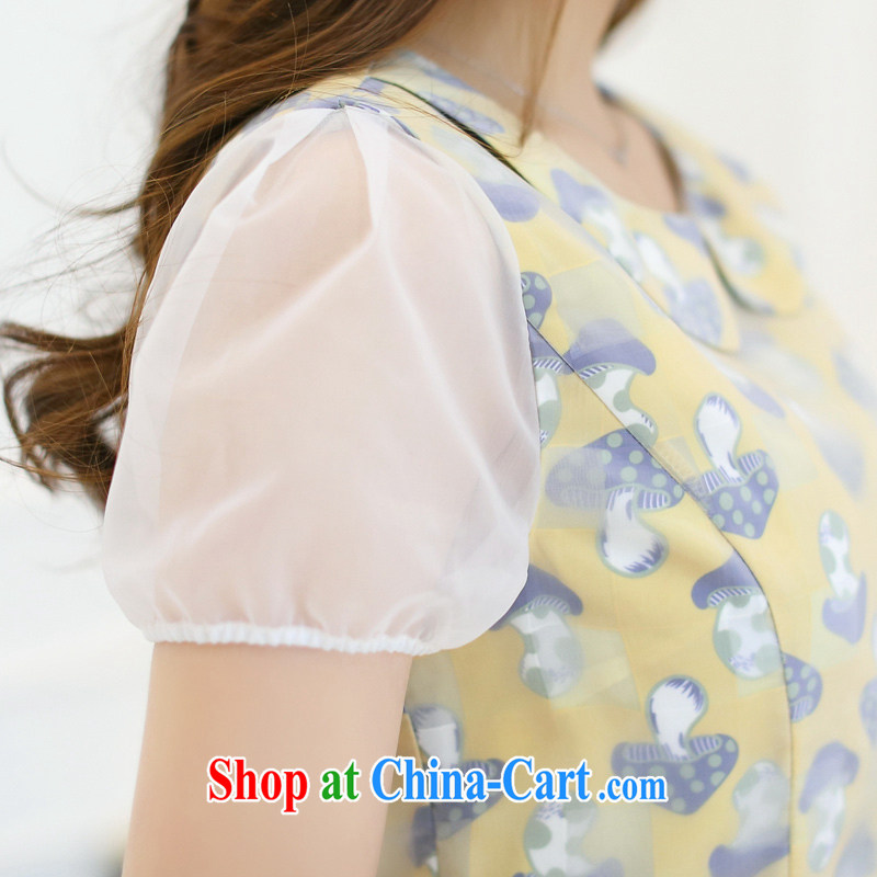 Optimize products, an increase is indeed increasing, female fat mm summer Korean dolls for stamp duty double graphics thin dresses yellow 4 XL, optimize, Iraq (upinee), shopping on the Internet
