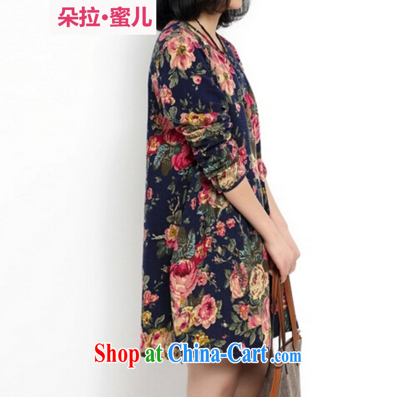 Dora, Mr. honey Child Care 2015 spring and summer new retro ethnic wind arts stamp duty cotton the loose the Code women pregnant women with long-sleeved dress suit 99,606 XXL, Dora, honey child, online shopping