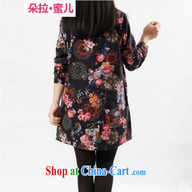 Dora, Mr. honey Child Care 2015 spring and summer the new retro ethnic wind Arts in long, loose the code graphics thin dresses 99,605 Tibetan cyan XXL, Dora, honey child, shopping on the Internet