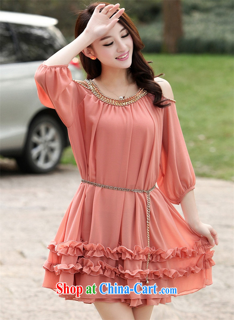 Van Gogh Hee-thick sister Korean loose the fat XL female snow woven dresses summer rivets decorative skirt flows (the belt) rose red M pictures, price, brand platters! Elections are good character, the national distribution, so why buy now enjoy more preferential! Health