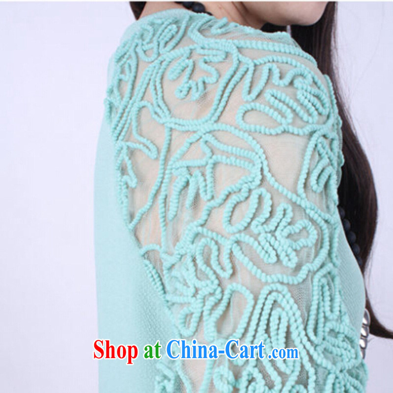 She concluded her card thick girls with graphics thin, 2015 Korean version of the greater, lace-covered shoulders dress loose T-shirt, sleeve 100a female long light green XXL 115 to 125 jack to wear, she concluded her card (SHAWADIKA), online shopping