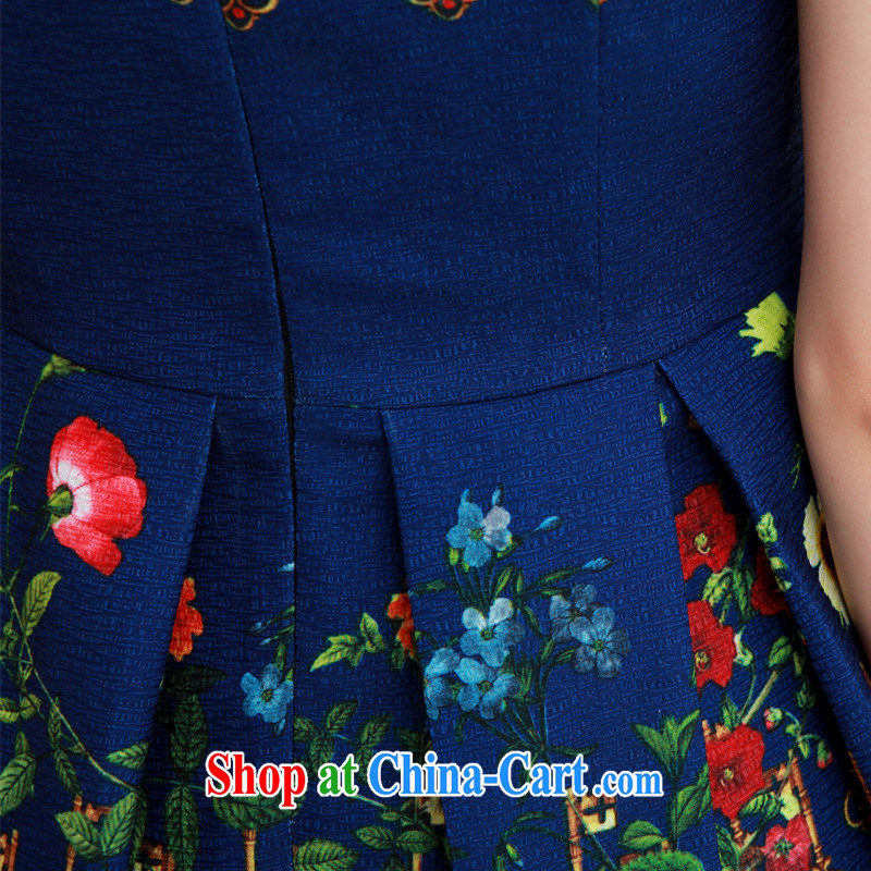 Summer NOS new larger female Korean dresses key stamp stylish and simple 100 hem skirt dresses Q 111,321 Po large blue code 2XL, thin (NOS), online shopping