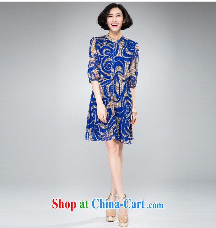Eternal show the fat XL women's clothing dresses 2015 spring and summer thick sister fat, Video thin New Gold, stamp duty and elegant 5 cuff dress blue 3 XL pictures, price, brand platters! Elections are good character, the national distribution, so why buy now enjoy more preferential! Health