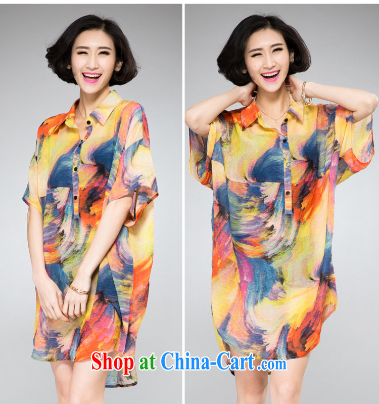 2015 spring loaded New, and indeed increase, female dress mm thick loose video thin stamp thick mm XL female ethnic wind stamp dresses yellow XL pictures, price, brand platters! Elections are good character, the national distribution, so why buy now enjoy more preferential! Health