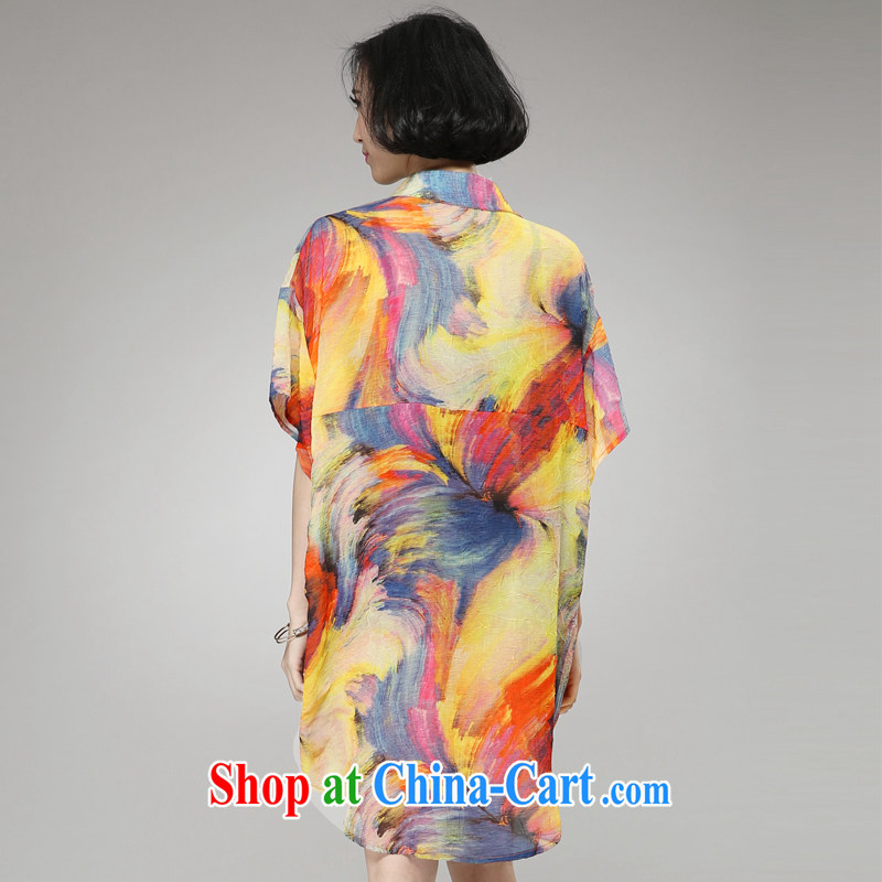 2015 spring loaded New, and indeed increase, female dress mm thick loose video thin stamp thick mm XL female ethnic wind stamp dresses yellow XL, Biao (BIAOSHANG), and, on-line shopping