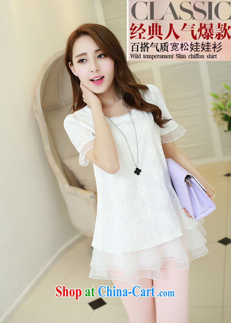 Aihui Denise 2015 spring new European root yarn stitching loose the code short-sleeve snow woven shirts girls cotton Lace Embroidery T shirt shirt female C 01 white XL pictures, price, brand platters! Elections are good character, the national distribution, so why buy now enjoy more preferential! Health