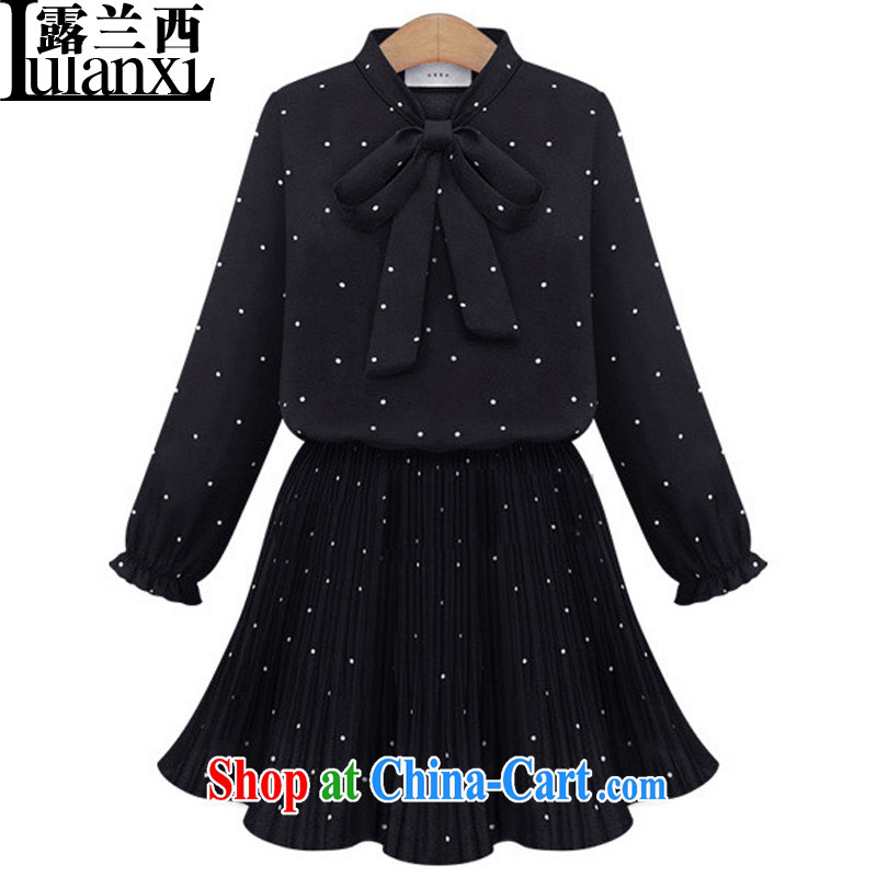Terrace, Western Europe and the United States, the girl with lantern sleeves 100 hem dresses 2015 New Wave, bow-tie snow woven skirt black 5 XL 180 - 200 Jack left and right