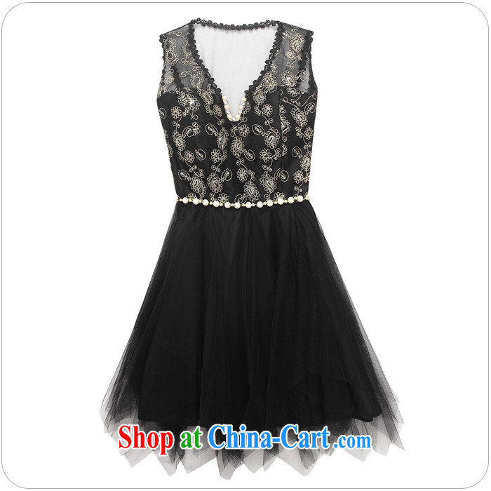 The delivery package mail -- 2015 new summer high-end Bead Chain V style does not rule the yarn dress XL dresses with black XXXL approximately 160 - 180 Jack pictures, price, brand platters! Elections are good character, the national distribution, so why buy now enjoy more preferential! Health