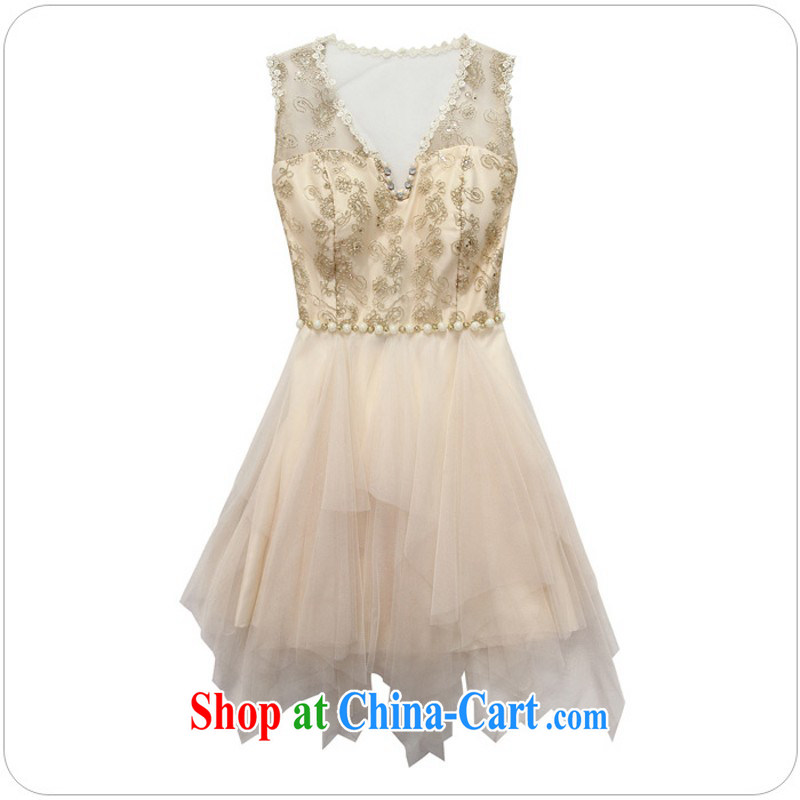 The delivery package mail -- 2015 new summer high-end Bead Chain V style does not rule the yarn dress XL dresses with black XXXL approximately 160 - 180 jack, land is still the garment, and shopping on the Internet