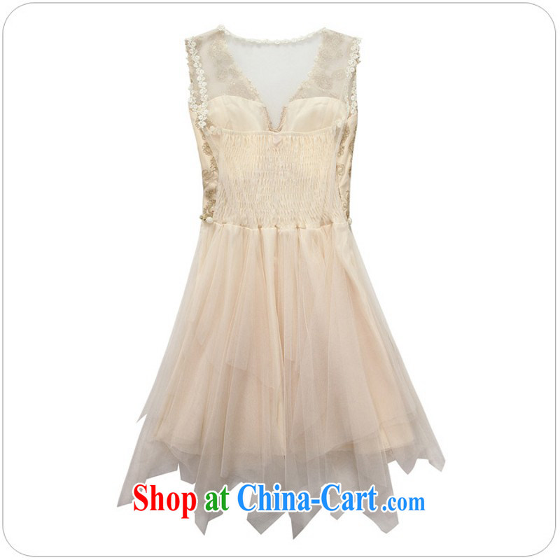 The delivery package mail -- 2015 new summer high-end Bead Chain V style does not rule the yarn dress XL dresses with black XXXL approximately 160 - 180 jack, land is still the garment, and shopping on the Internet