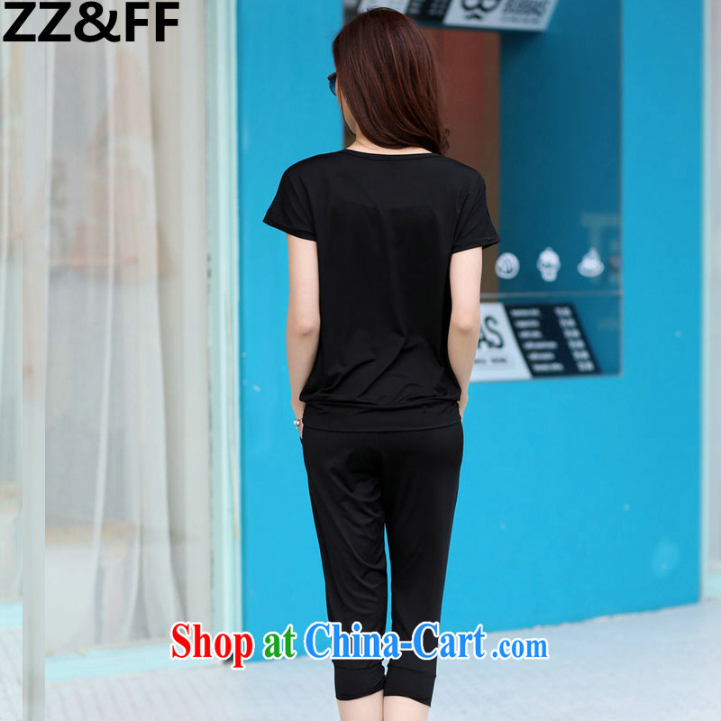 ZZ &FF 2015 summer new emphasis on MM and indeed increase, female new summer sport and leisure package short-sleeve XL two-piece black XXXL, ZZ &FF, shopping on the Internet