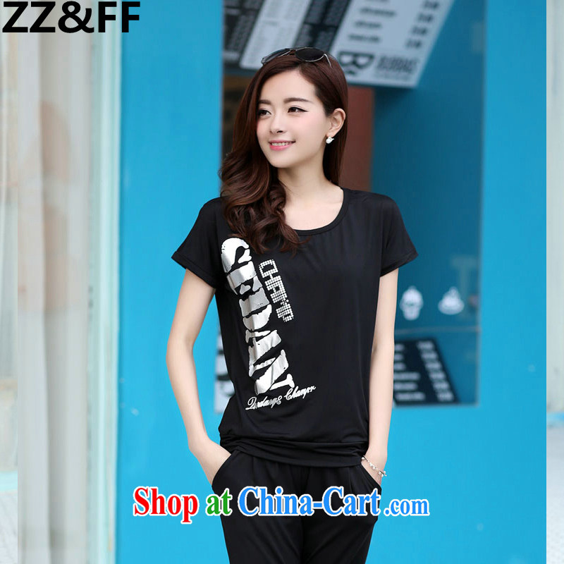 ZZ &FF 2015 summer new emphasis on MM and indeed increase, female new summer sport and leisure package short-sleeve XL two-piece black XXXL, ZZ &FF, shopping on the Internet
