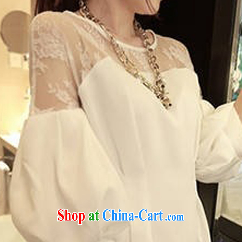 Pure color has always been the 2015 spring and summer, the increase in Europe and America, female loose thick mm video thin and thick, long, lace shirt long-sleeved solid dress girls white XXXL, the solid color consistent, and, on-line shopping