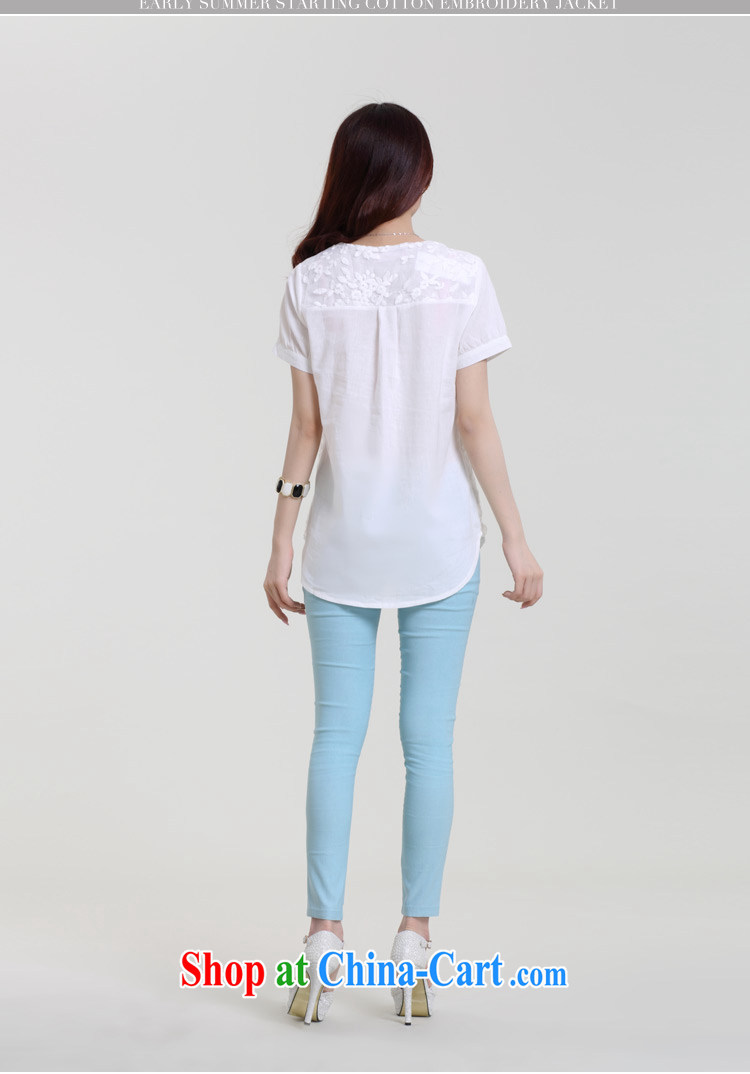 Summer new embroidered stitching the code loose short-sleeved T-shirt girls cotton Ma T-shirt 7315 white L pictures, price, brand platters! Elections are good character, the national distribution, so why buy now enjoy more preferential! Health